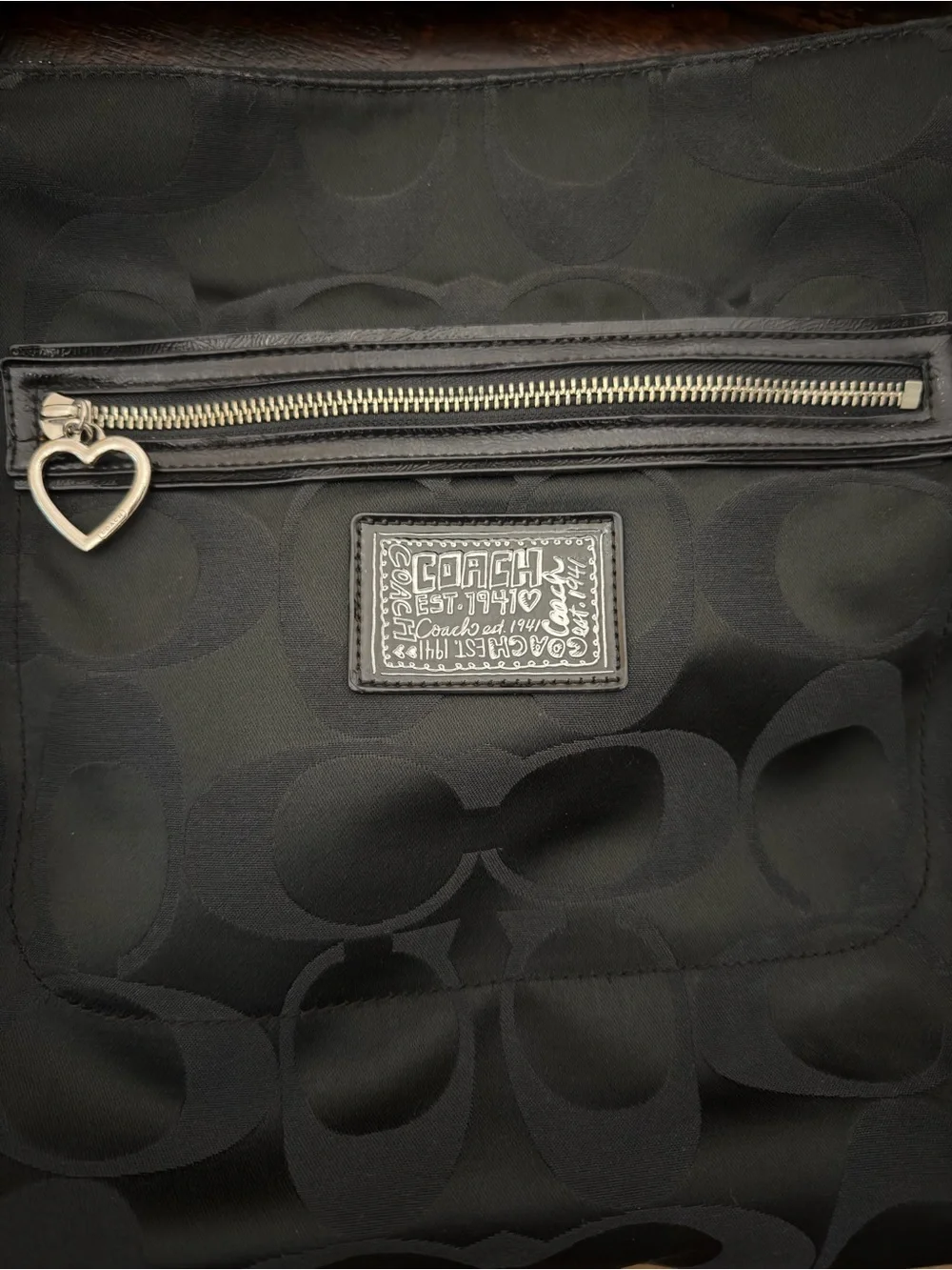 COACH Poppy Black #F20064 Daisy Signature HOBO w Matching Zip Wallet